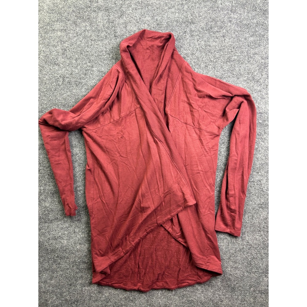 Athleta Wrap Cardigan Women Size S Red Modal Blend Draped Open Front 62444